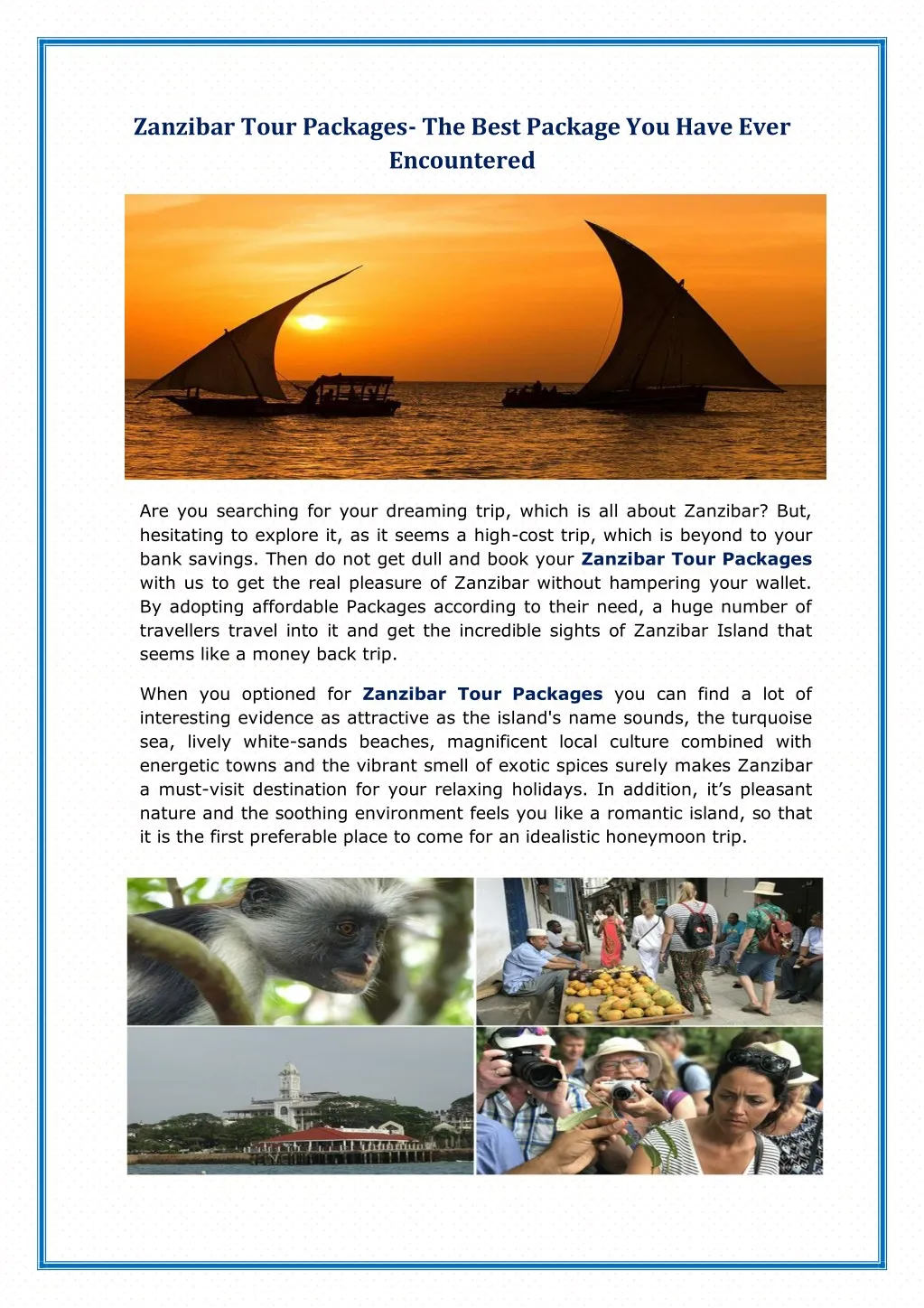 zanzibar tour packages the best package you have