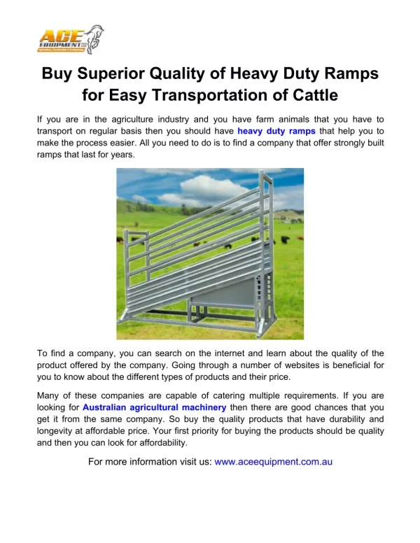 Buy Superior Quality of Heavy Duty Ramps for Easy Transportation of Cattle