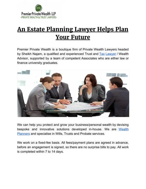 An Estate Planning Attorney Helps Plan Your Future | Tax Advisors