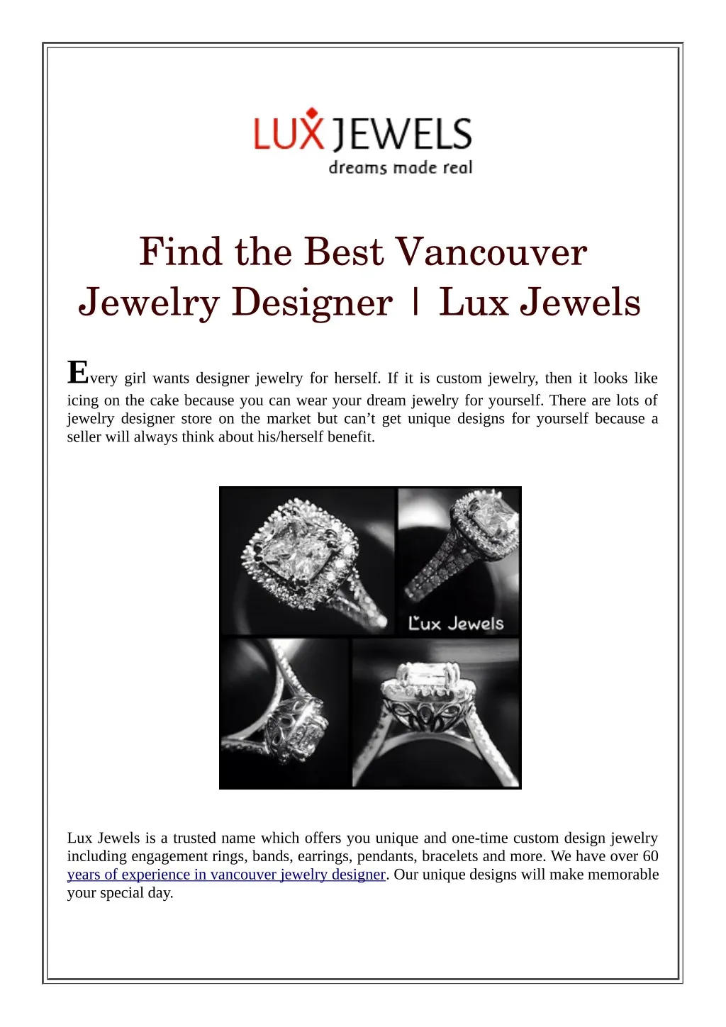 find the best vancouver jewelry designer