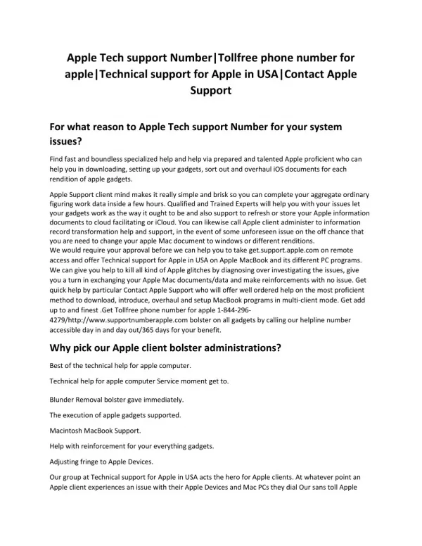 Tollfree phone number for apple get apple support