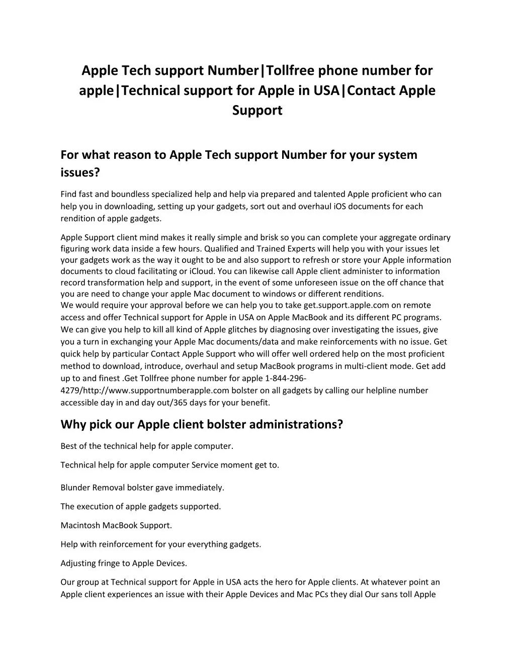 apple tech support number tollfree phone number