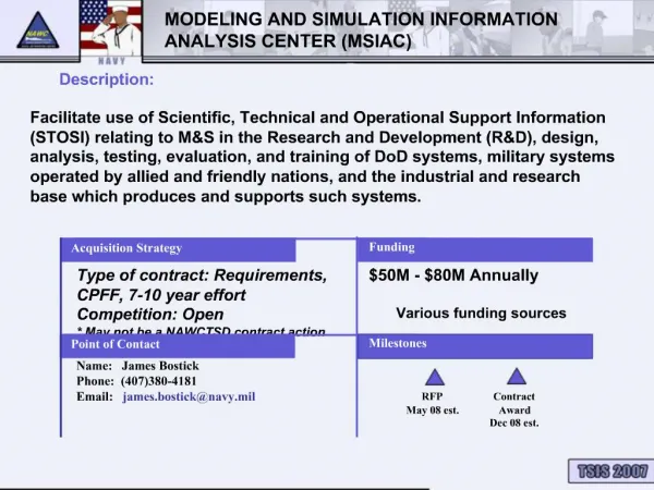 MODELING AND SIMULATION INFORMATION ANALYSIS CENTER MSIAC