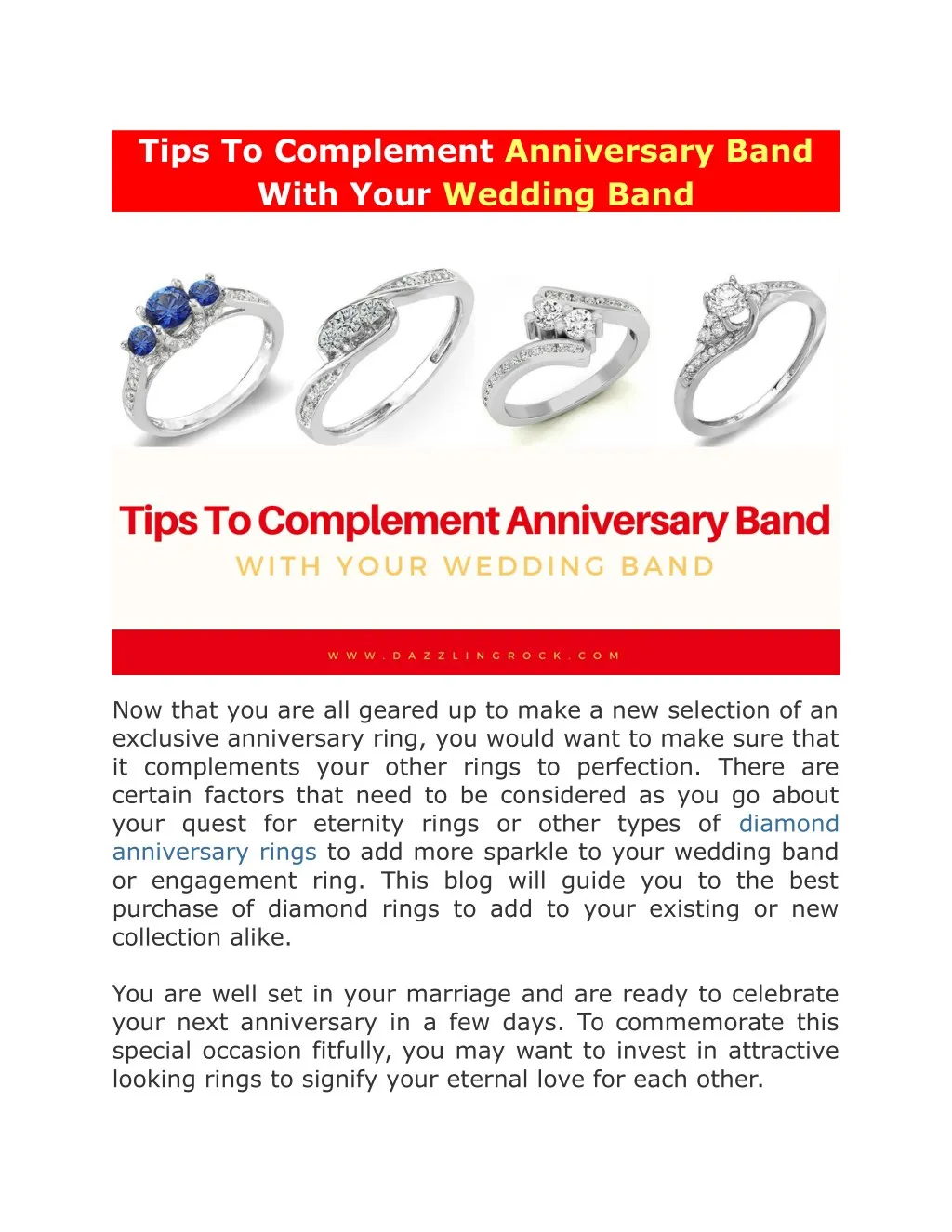 tips to complement anniversary band with your