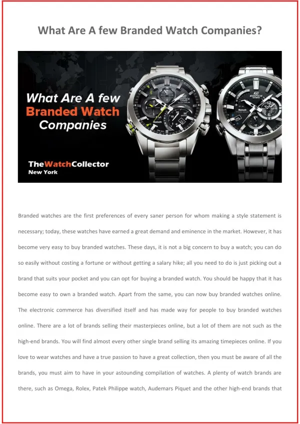 What Are A few Branded Watch Companies?