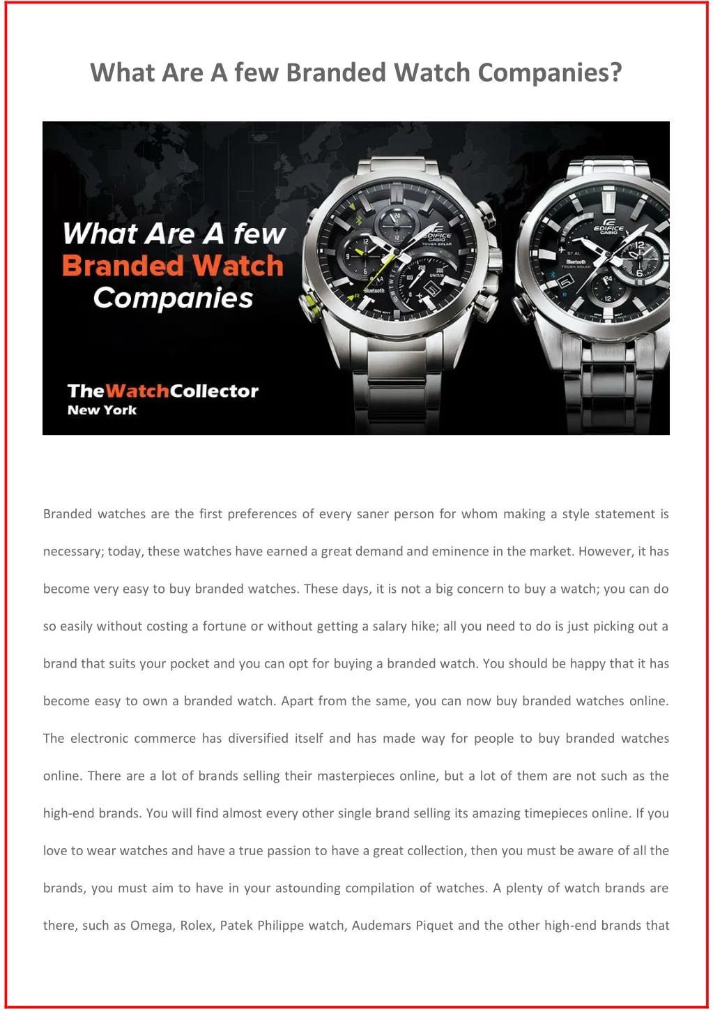 what are a few branded watch companies