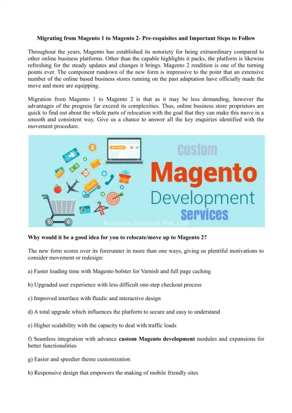Migrating from Magento 1 to Magento 2- Pre-requisites and Important Steps to Follow