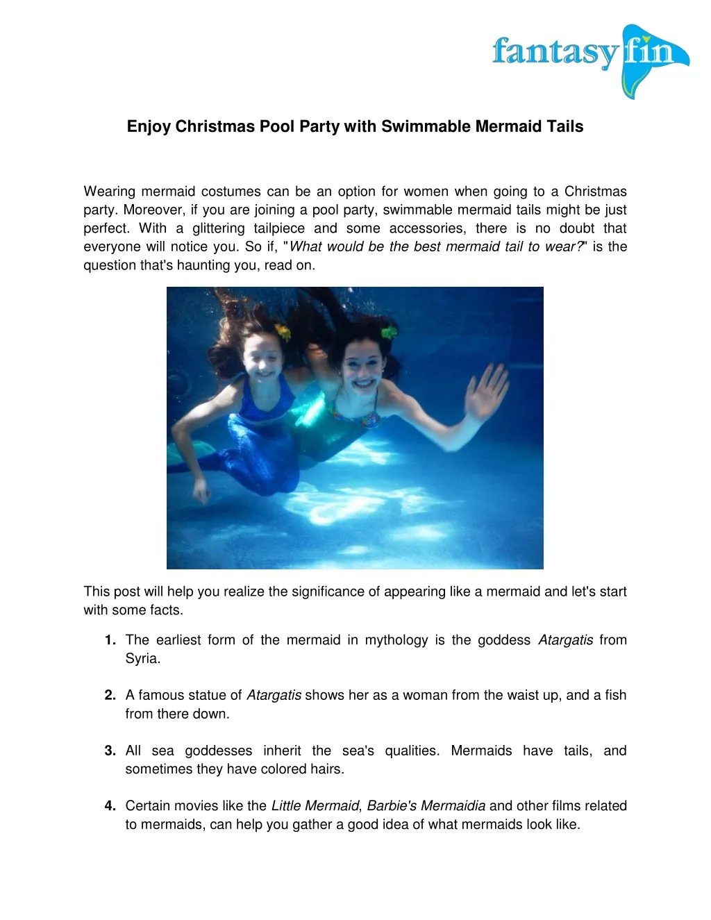 enjoy christmas pool party with swimmable mermaid