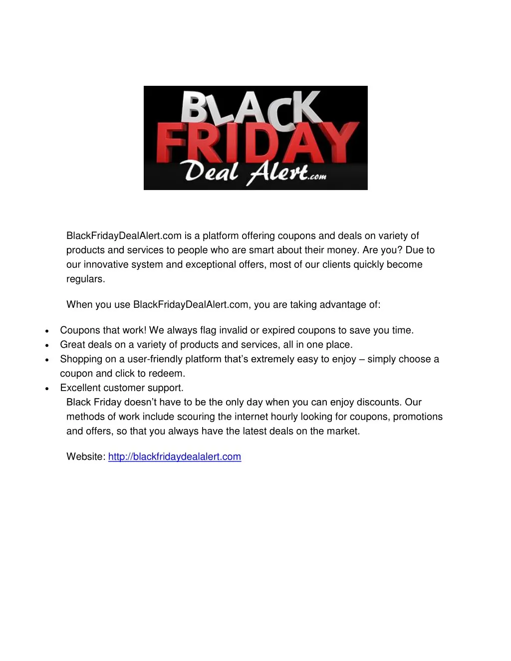 blackfridaydealalert com is a platform offering