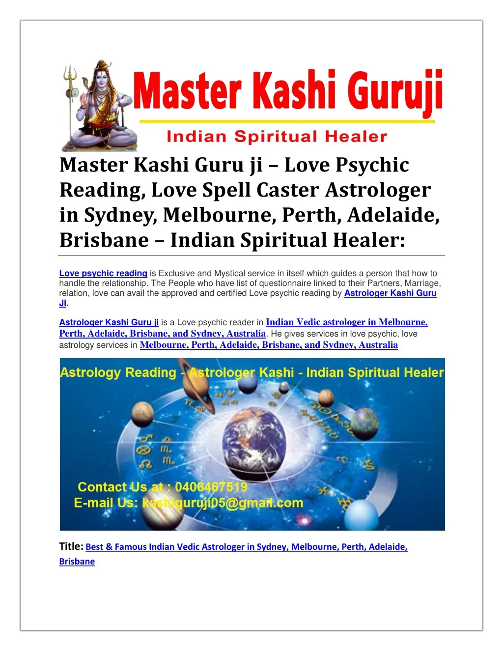 master kashi guru ji love psychic reading love