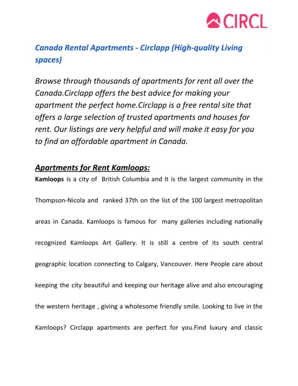 Canada Rental Apartments - Circlapp (High-quality Living Spaces)