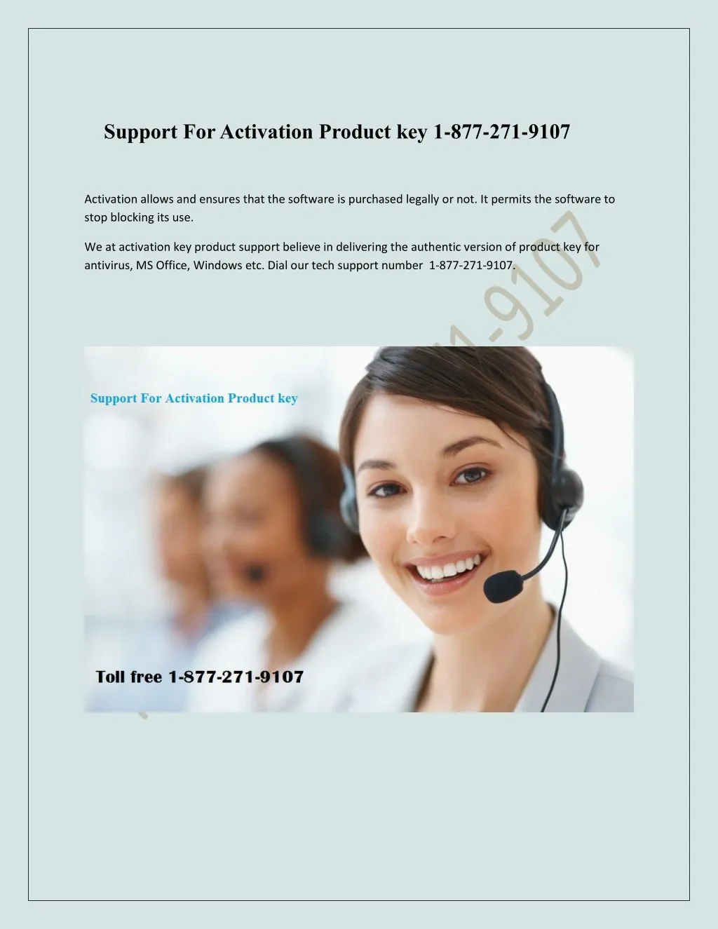 support for activation product key 1 877 271 9107