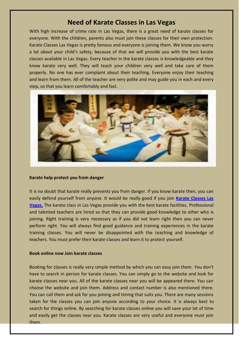 need of karate classes in las vegas