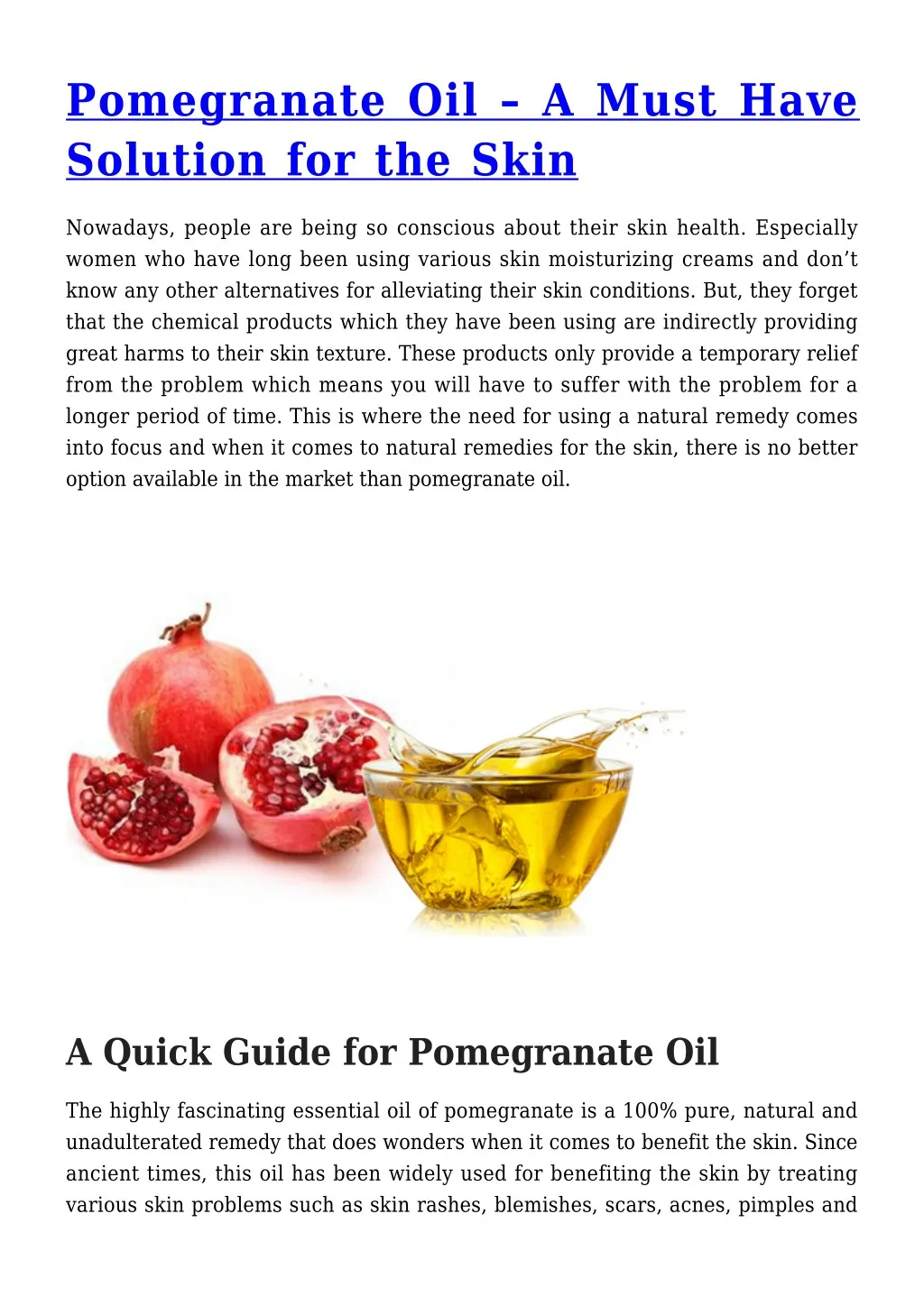 pomegranate oil a must have solution for the skin