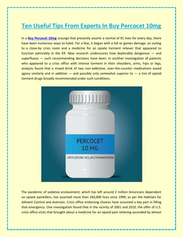 Ten Useful Tips From Experts In Buy Percocet 10mg