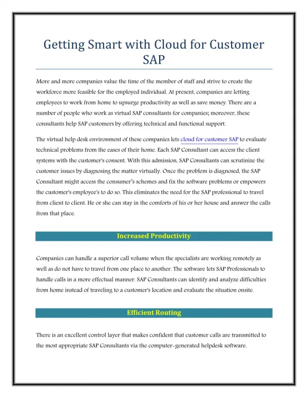 Getting Smart with Cloud for Customer SAP