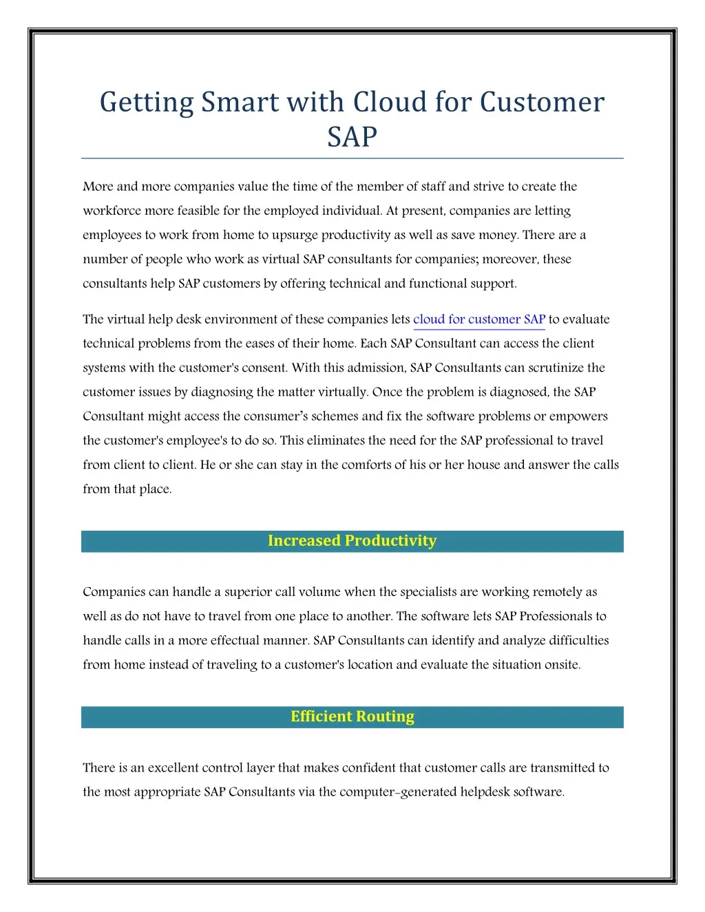 getting smart with cloud for customer sap