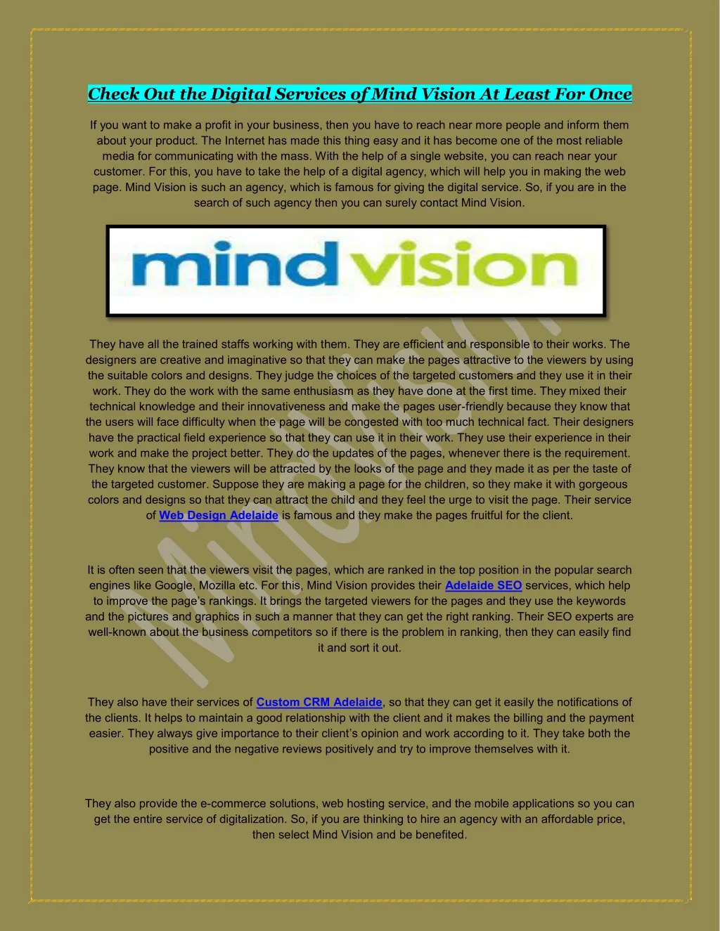 check out the digital services of mind vision