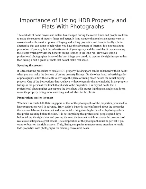 Importance of Listing HDB Property and Flats With Photographs