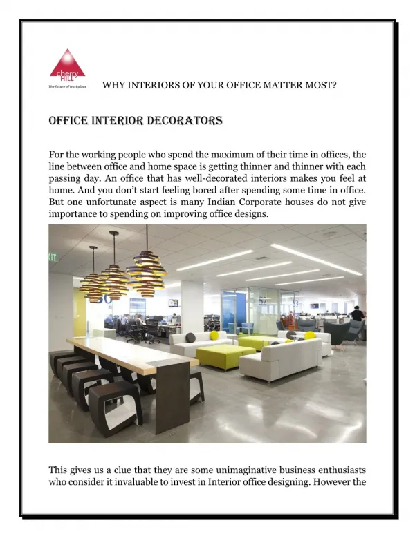 WHY INTERIORS OF YOUR OFFICE MATTER MOST?