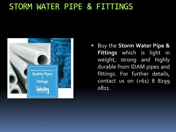 Storm Water Pipe & Fittings
