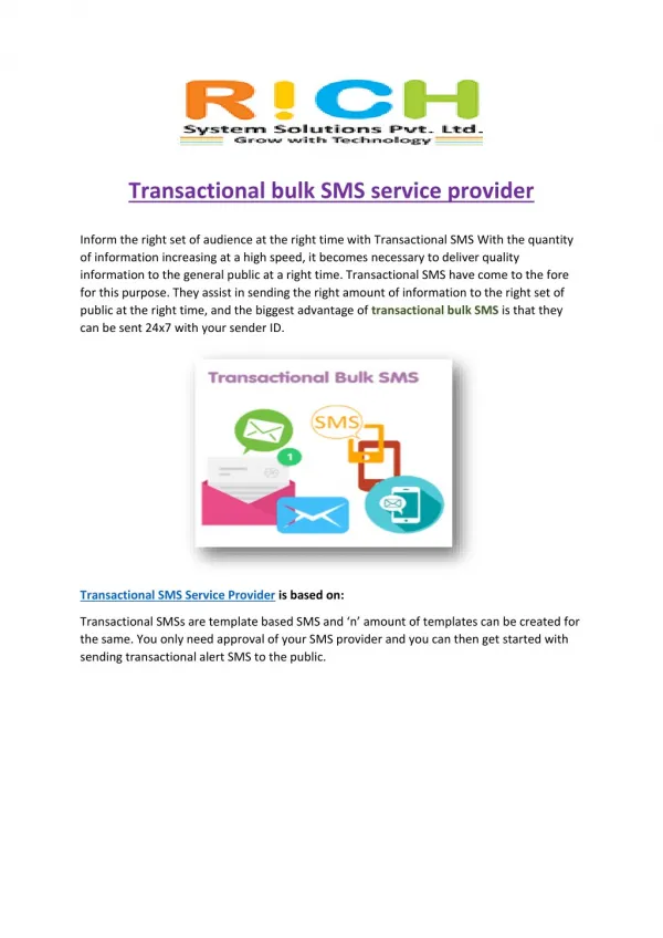 Transactional bulk SMS service provider
