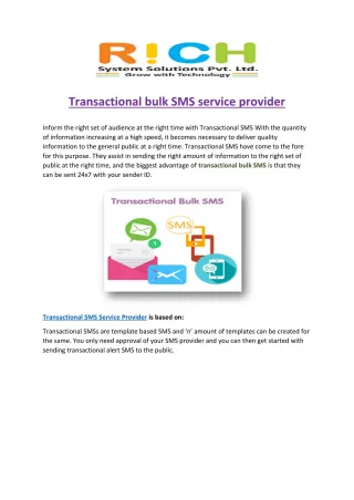 Transactional bulk SMS service provider - slide 1