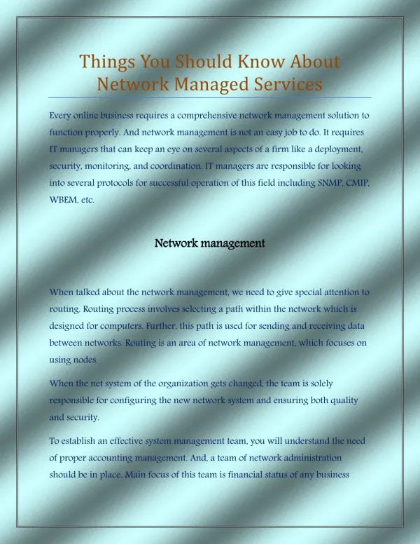 things you should know about network managed