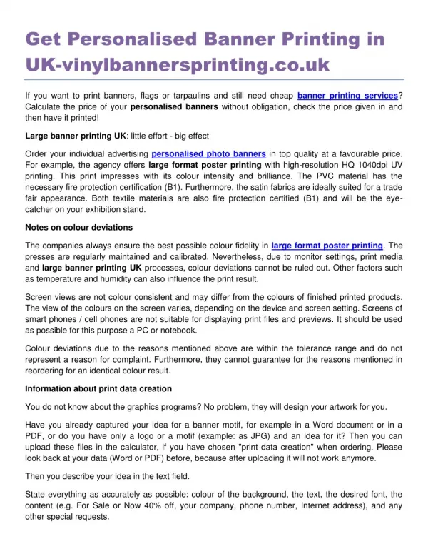 Get Personalised Banner Printing in UK-vinylbannersprinting.co.uk