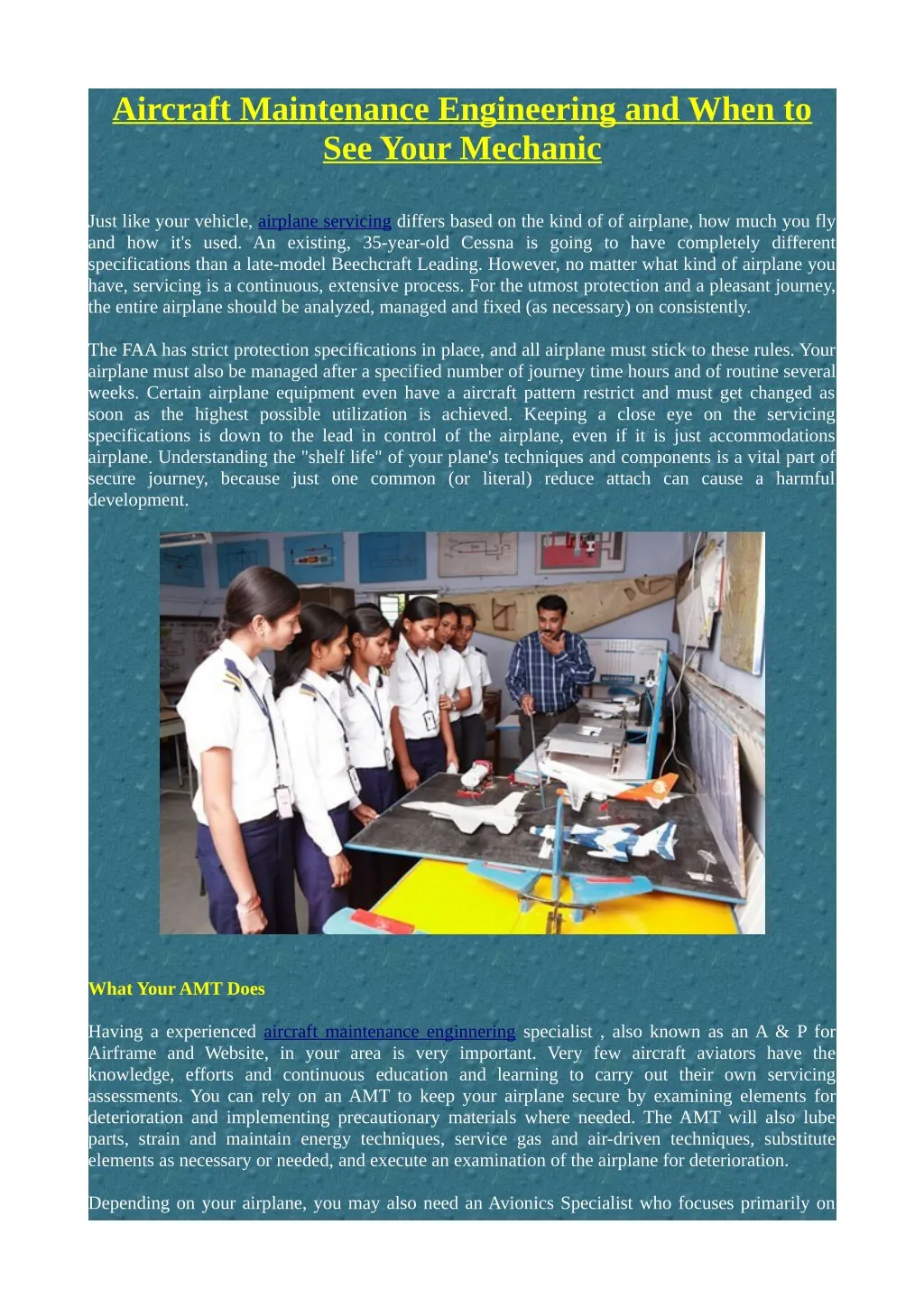 aircraft maintenance engineering and when