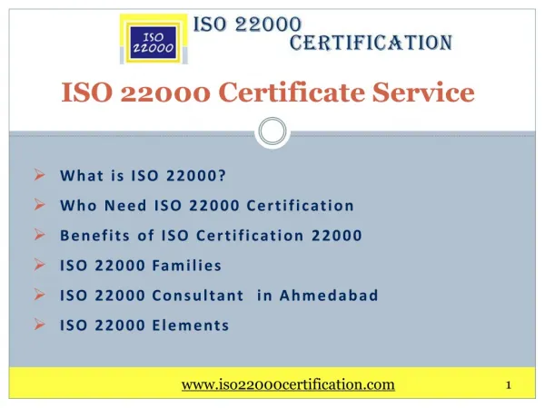 ISO 22000 Certificate Services in Ahmedabad, India