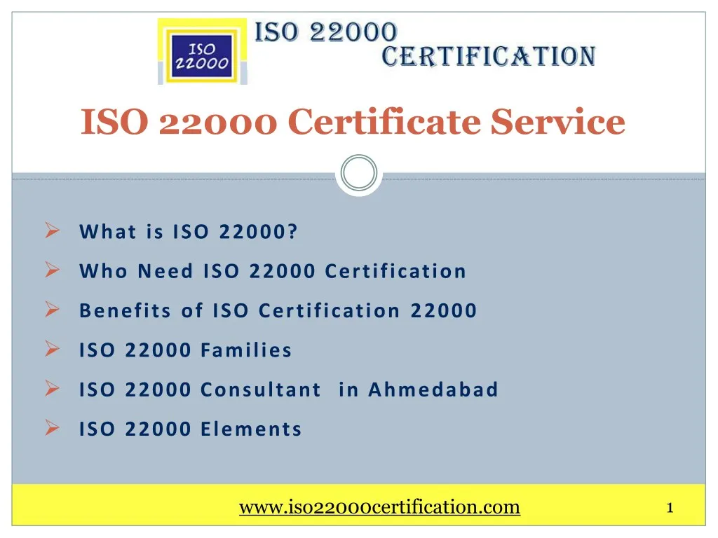 iso 22000 certificate service