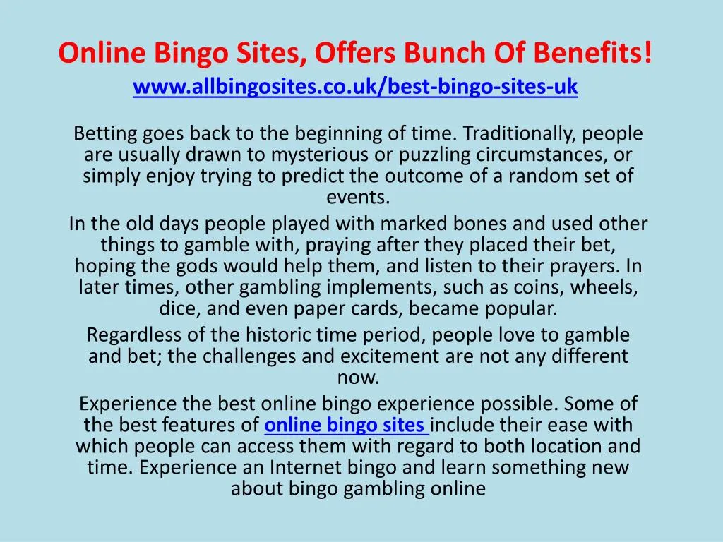online bingo sites offers bunch of benefits www allbingosites co uk best bingo sites uk