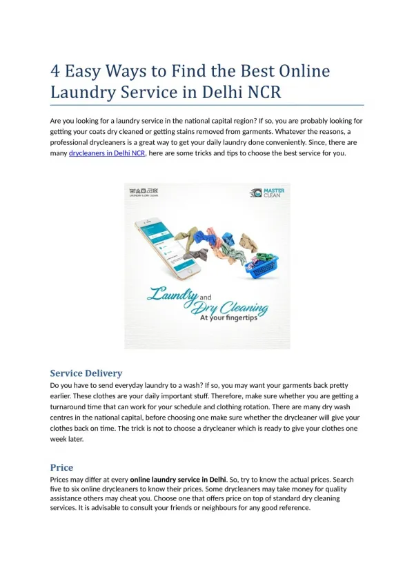 4 Easy Ways to Find the Best Online Laundry Service in Delhi NCR