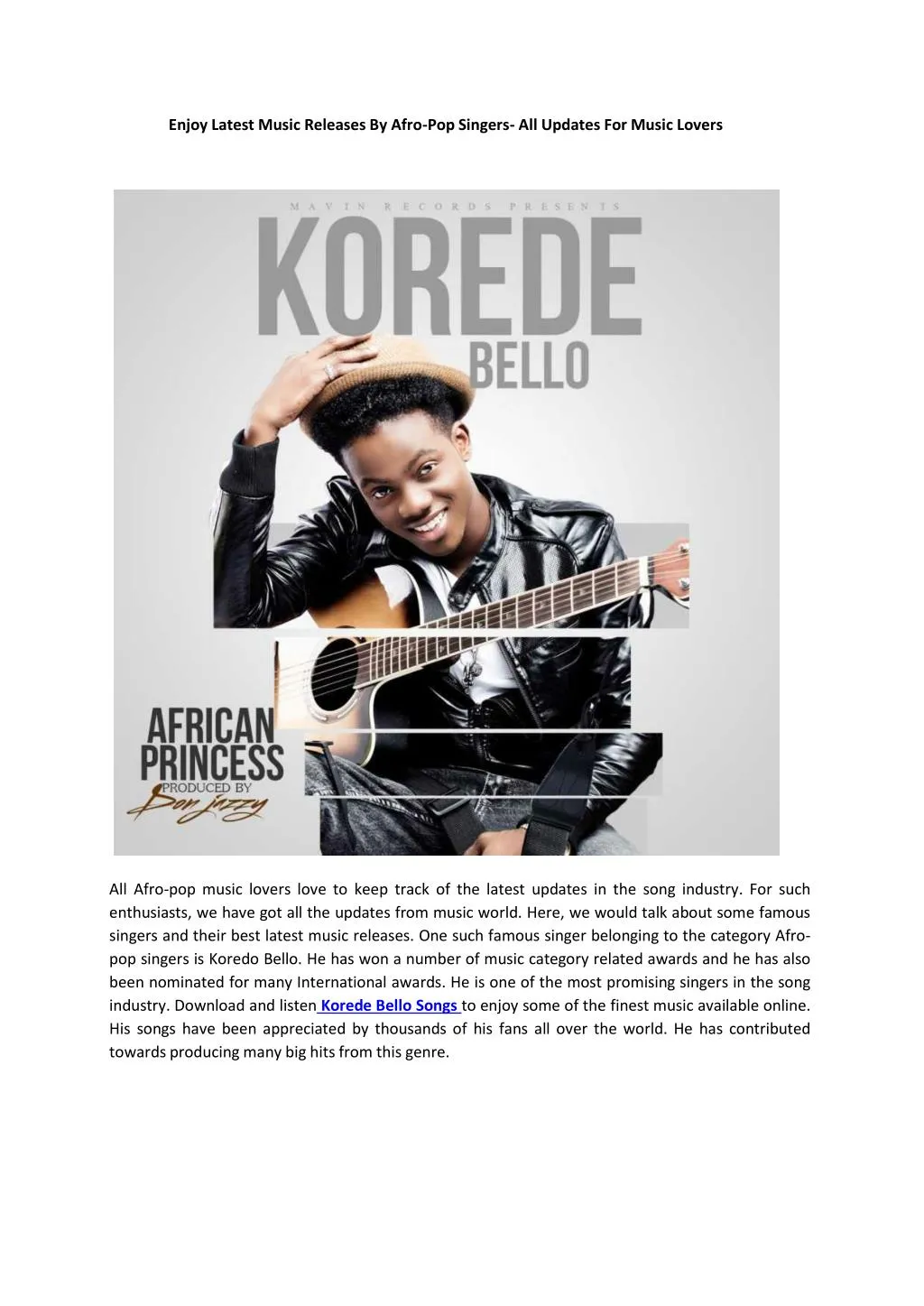 enjoy latest music releases by afro pop singers