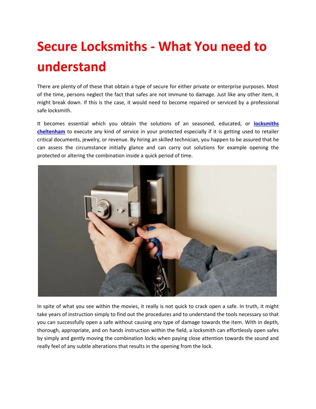 secure locksmiths what you need to understand