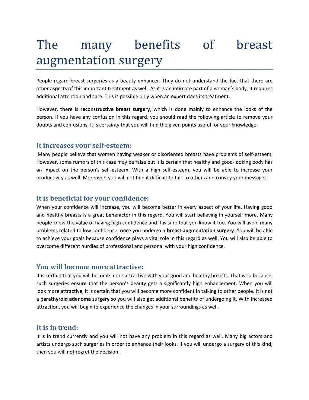 the augmentation surgery