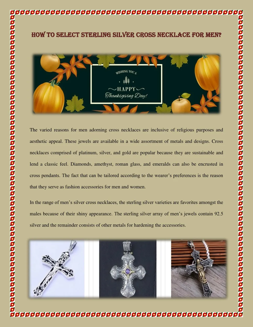 how to select sterling silver cross necklace