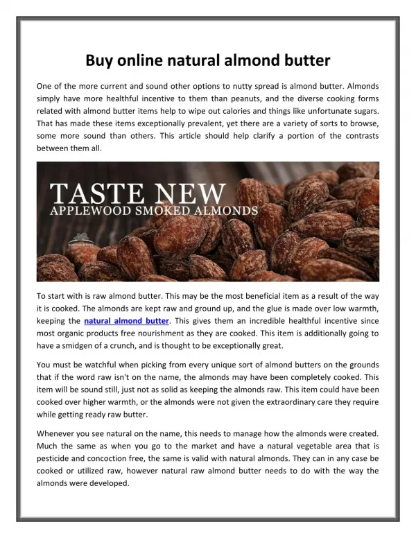 Buy online natural almond butter