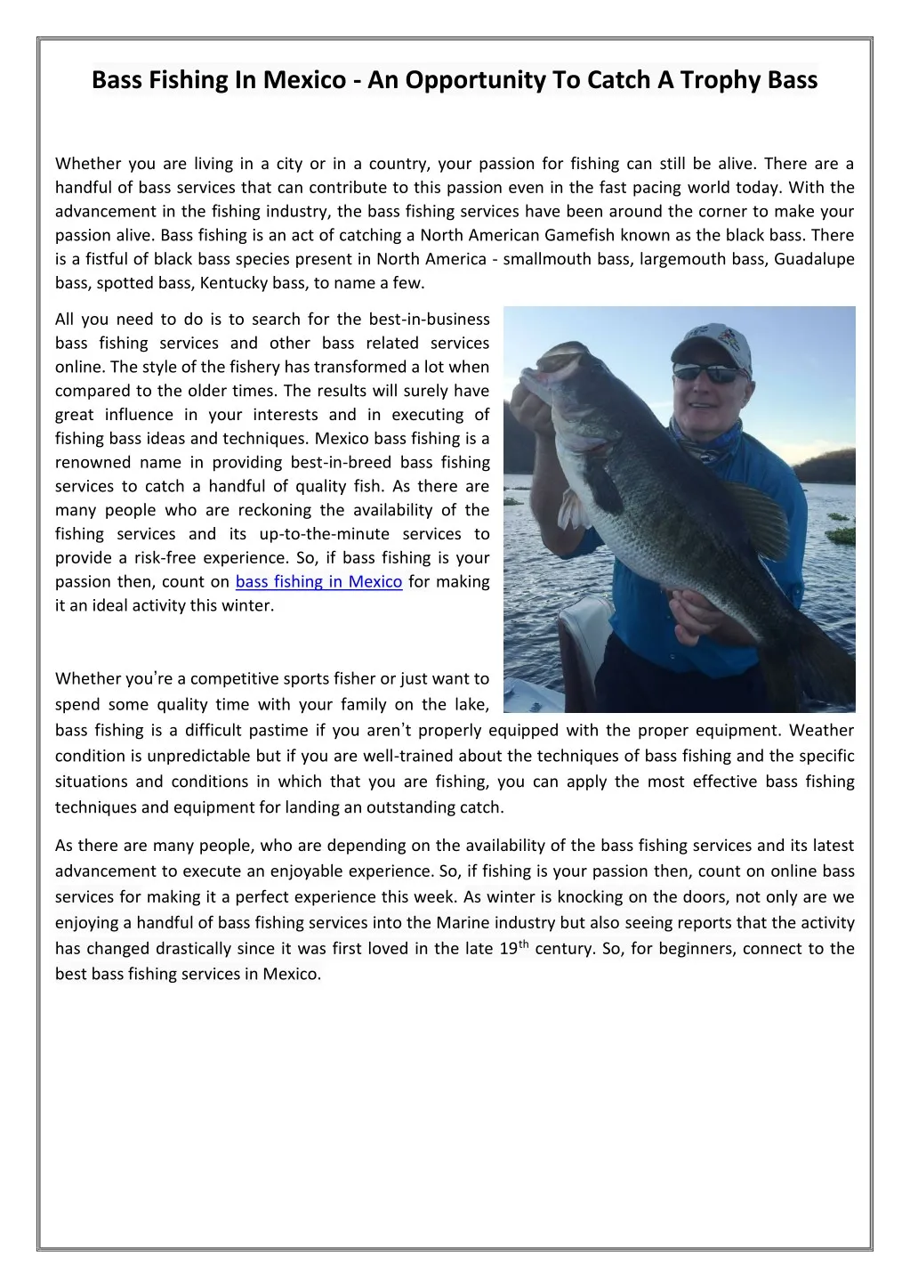 bass fishing in mexico an opportunity to catch