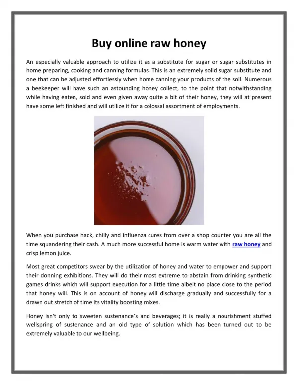 Buy online raw honey