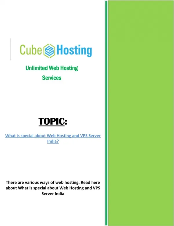 What is special about Web Hosting And VPS Server India?