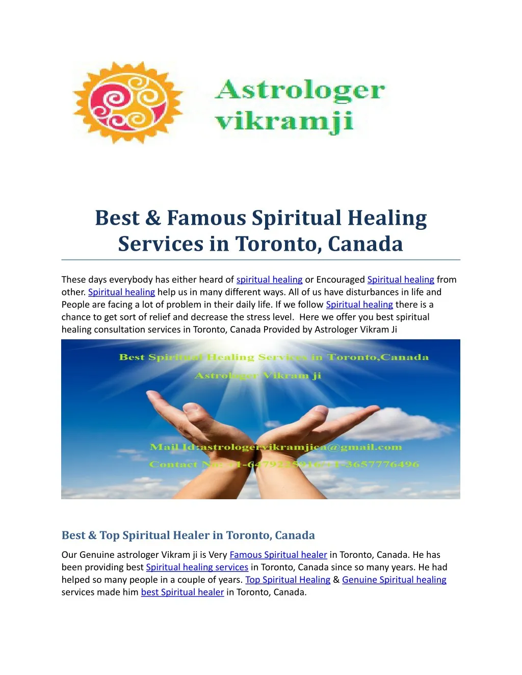 best famous spiritual healing services in toronto
