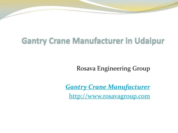 Gantry Crane Manufacturer in Udaipur