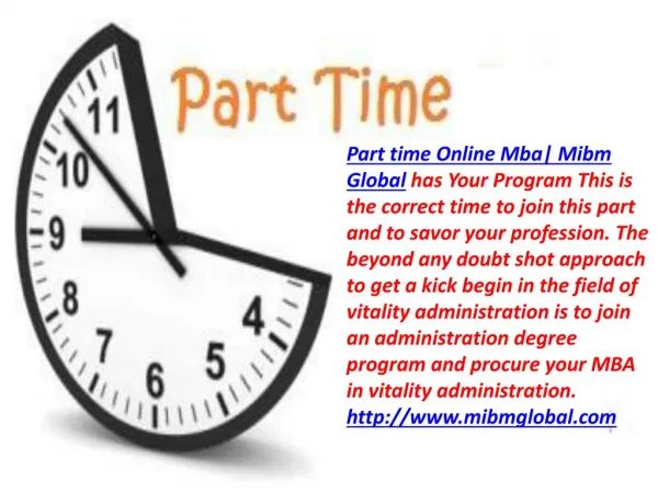 Part time Online Mba administration degree program