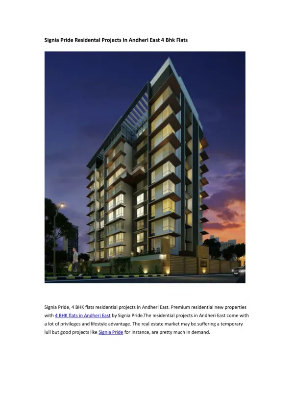 signia pride residental projects in andheri east