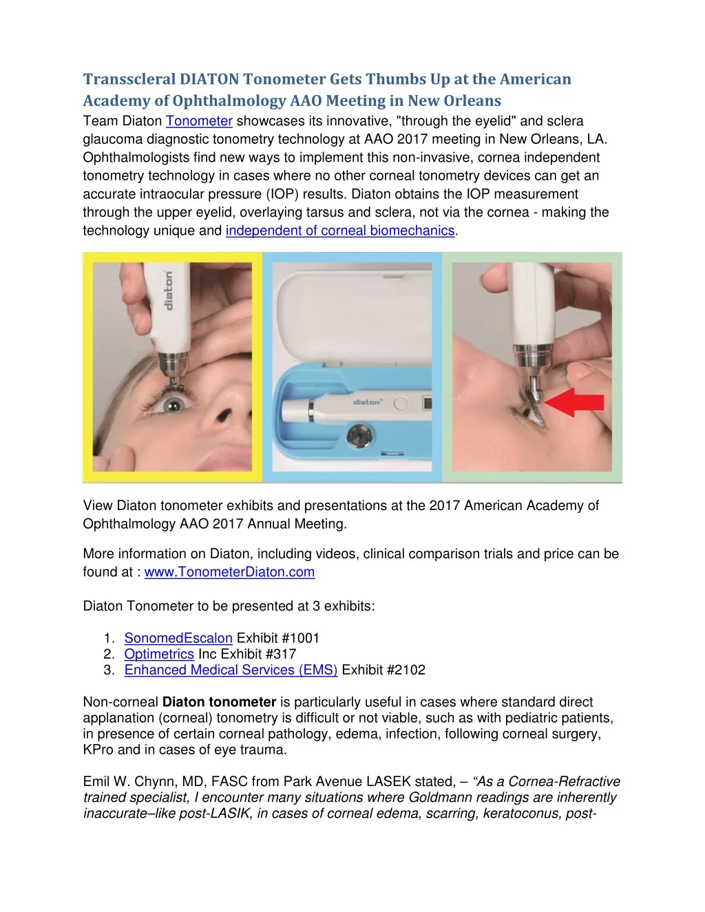 transscleral diaton tonometer gets thumbs