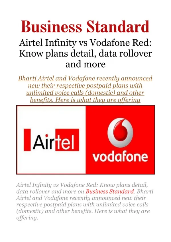 Airtel Infinity vs Vodafone Red: Know plans detail, data rollover and more