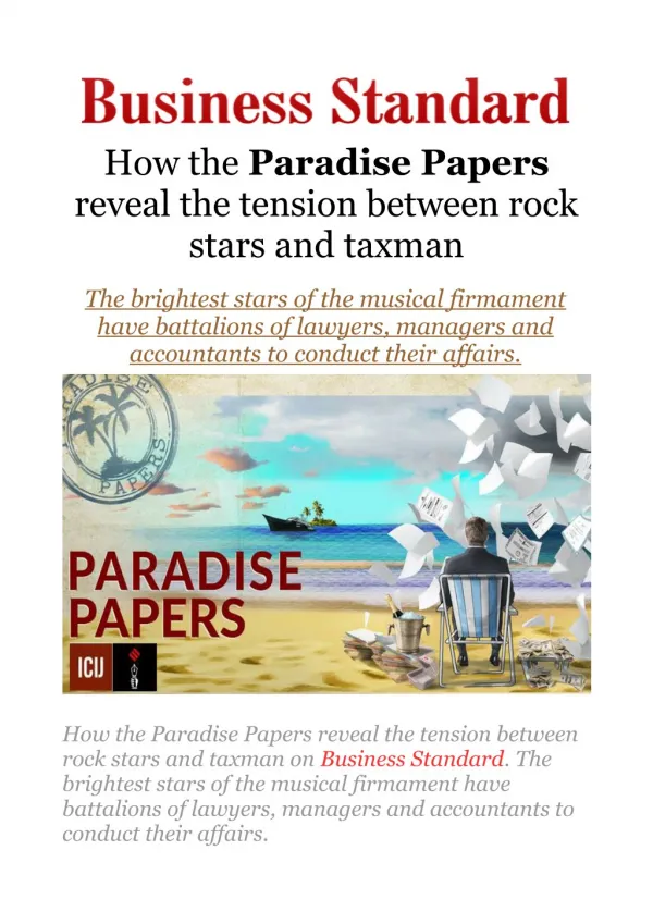 How the Paradise Papers reveal the tension between rock stars and taxman