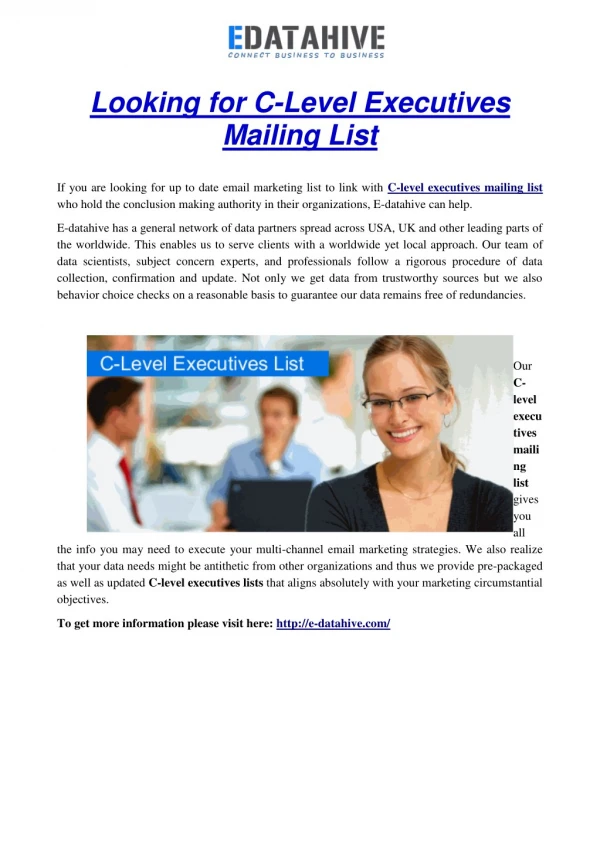 Know about C Level Executive Lists
